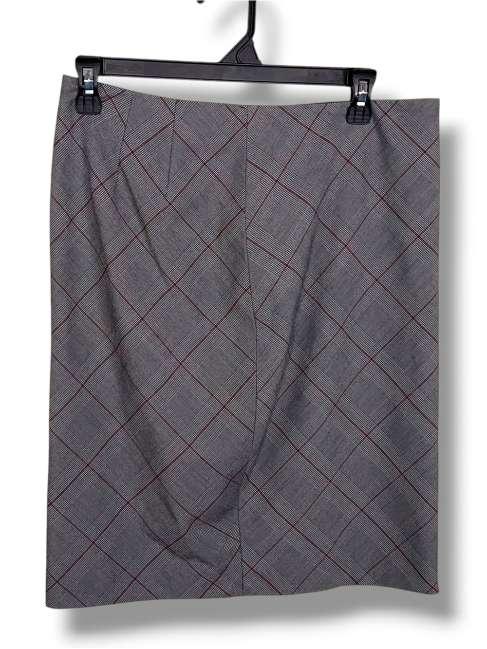 Size 4 The Limited Grey Burgundy Plaid Pencil Skirt Classic Retro Pinup Lined